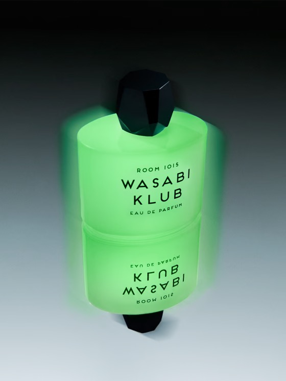 Room 1015 Wasabi Klub fragrance bottle glowing green